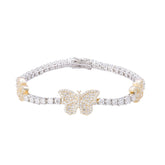 Butterfly 3mm Tennis Moissanite Bracelet - 7" - 925 Sterling Silver